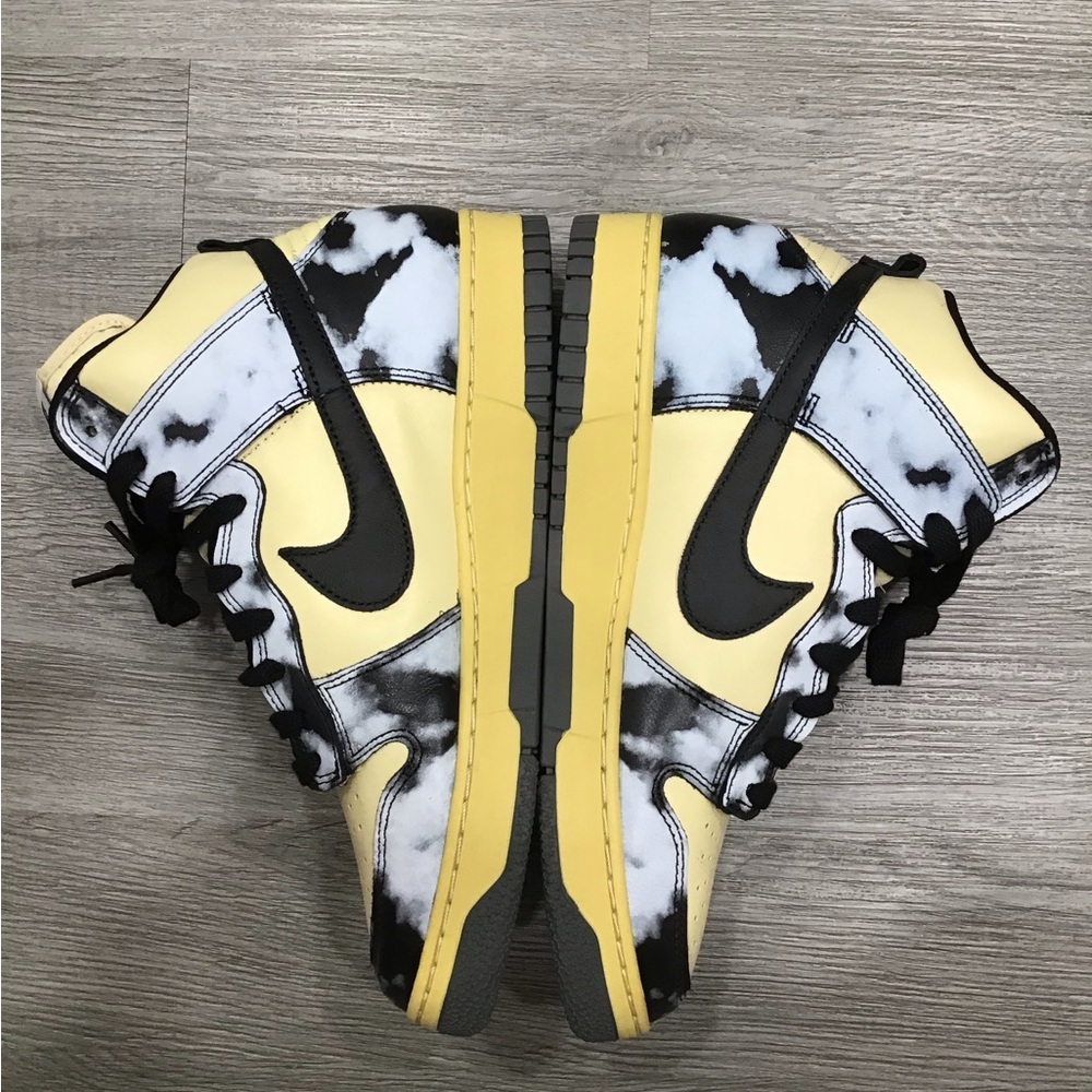 Nike Dunk High 1985 Black Acid Wash Men’s 9.5 Yellow/Black Retro Sneakers EUC - Picture 4 of 10